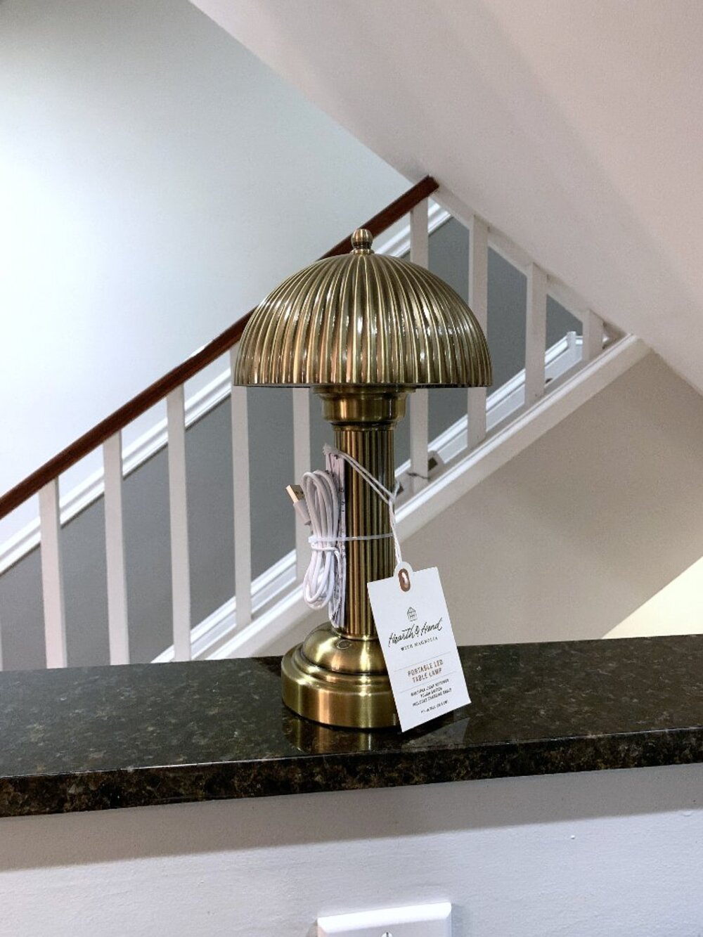 Target Fluted Brass Metal Rechargeable Table Lamp Hearth & and Hand Magnolia NEW